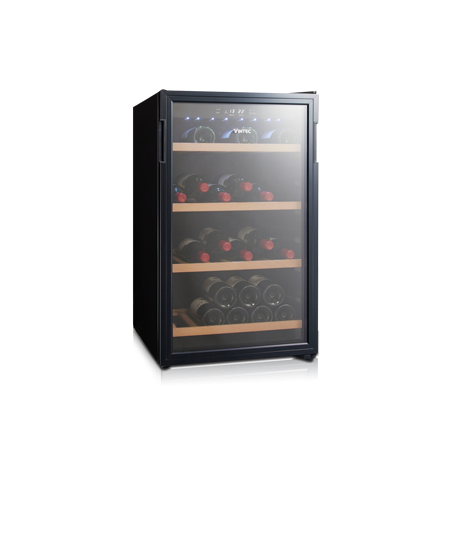 VINTEC 35-Bottle Single Temperature Wine Cabinet with Black Glass Frame - Wine Chiller