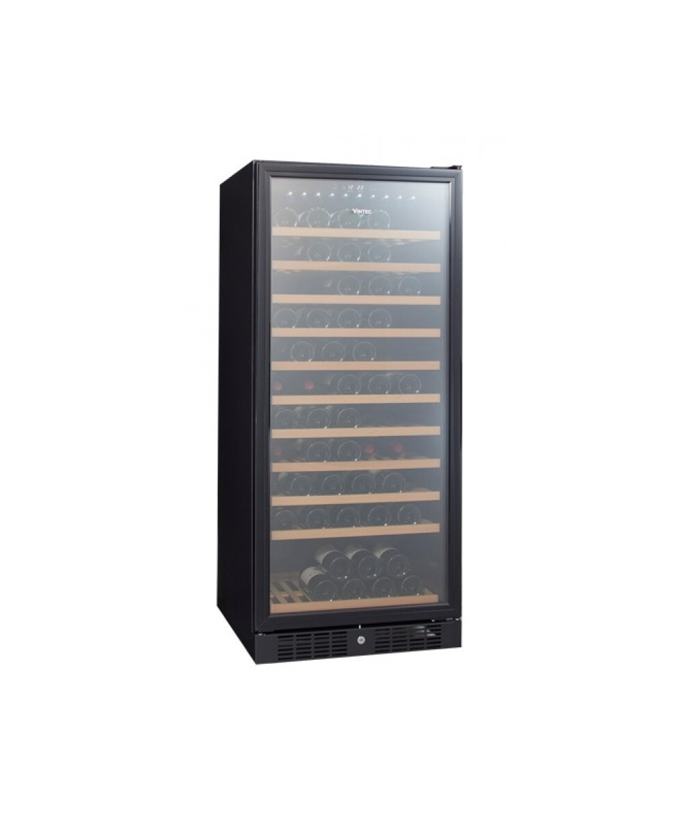 VINTEC 121-Bottle Single Temperature Wine Cabinet with Black Glass Frame - Wine Chiller