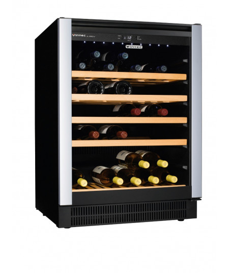 VINTEC 50-Bottle Single Zone Cellaring & Serving Wine Cabinet with Black Borderless Glass Frame - Wine Chiller